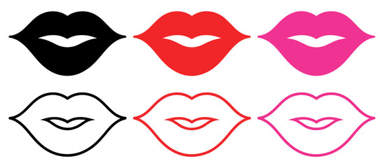 female lips mouth icon set