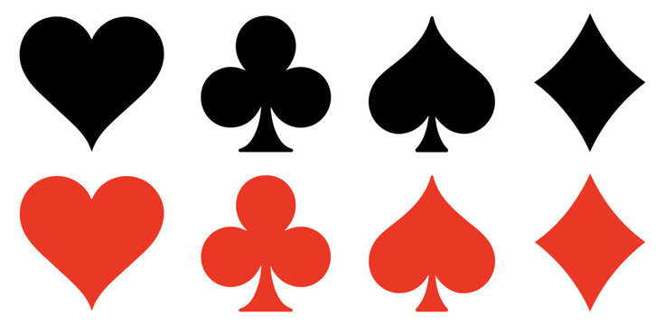 red black playing card suits set