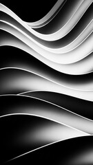 High contrast black and white abstract layers mimicking fluid motion and silk-like textures.