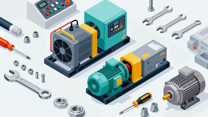 Obraz premium Industrial machinery and tools