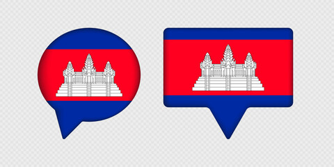 Flag of Cambodia in speech bubble.