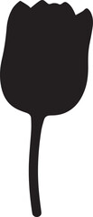 Simple black silhouette of a tulip flower on a white background