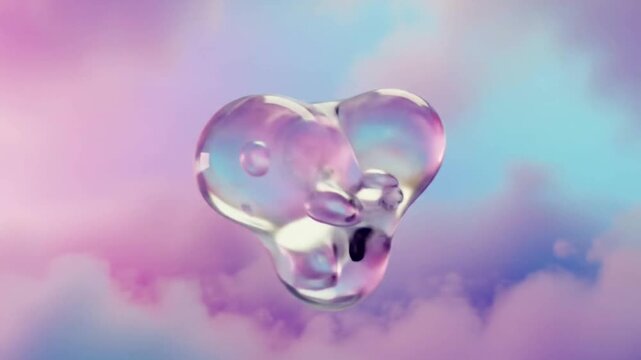 Transparent Bubbles Floating in Cloudy Sky.