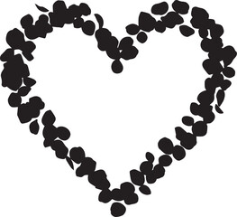 Abstract black heart shape made of small dots on white background