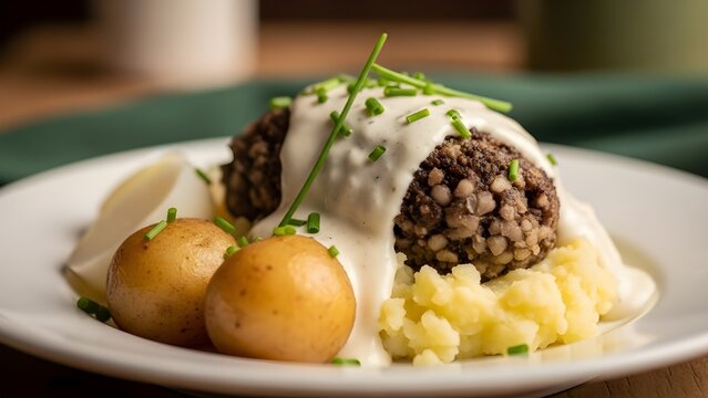 Celebrating robbie burns day with traditional scottish haggis neeps and tatties