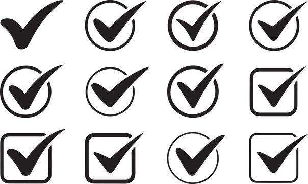A collection of checkmark icons on a white background