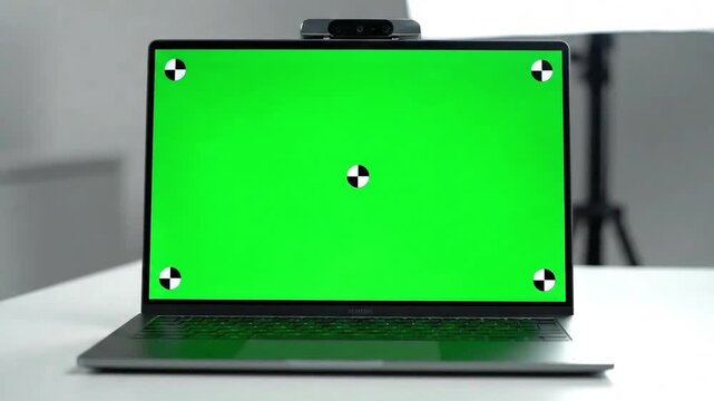 laptop with green screen