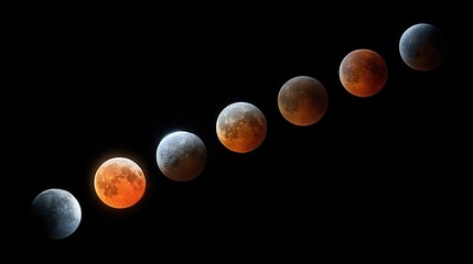 Lunar eclipse phases celestial event black sky