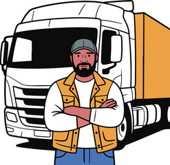 Professional Truck Driver with Semi-Truck