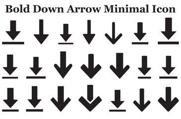 Bold Down Arrow Minimal Icon Bundle