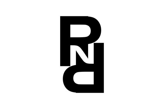 Minimalist RND Logo Design &ndash; Bold Vertical Stack, Black Letters, Modern Typography for Brand Identity
