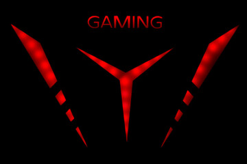 red glowing abstract gaming logo with neon lights on black background for esport wallpaper and tech design projects featuring a modern futuristic aesthetic © marekfromrzeszow