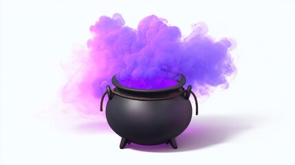 Witch's cauldron with purple smoke