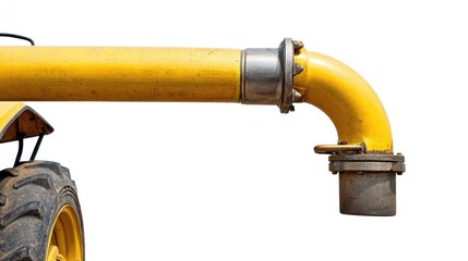 Yellow irrigation pipe isolated on white
