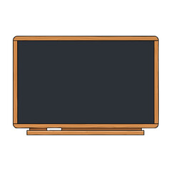 A rectangular chalkboard with a wooden frame and rounded corners, chalk tray