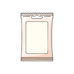 A stylized package on a white background, soft pink and ivory tones