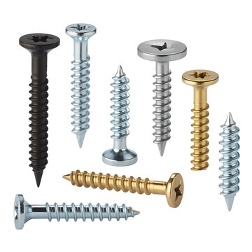 Assorted screws isolated on transparent background isolated on transparent background