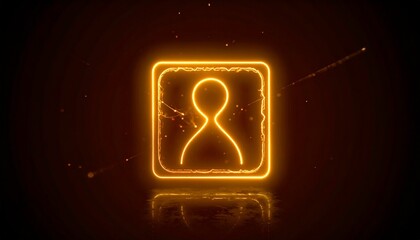 Neon user profile icon glowing with sparks