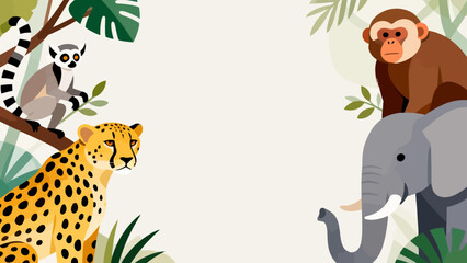 Jungle animals on tree and elephant © Canis