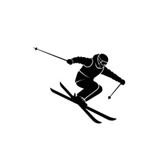 Skier in motion on snow sports.