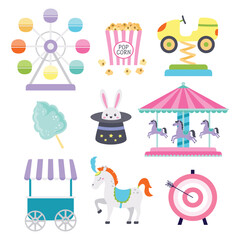 set with attraction and circus elements