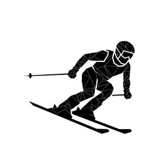 Skier in motion on snow slope.