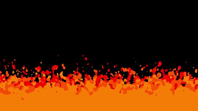2D Cartoon Fire Flame Animation Elements on Black Background