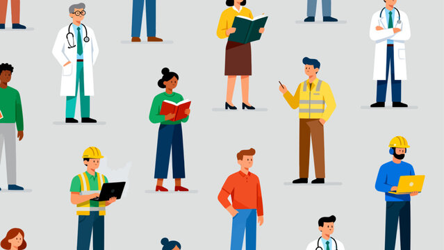Diverse professions in illustrated form