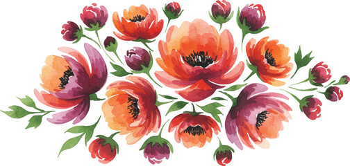 Naklejka premium Vibrant flowers in full bloom, a beautiful floral arrangement viewed from directly above