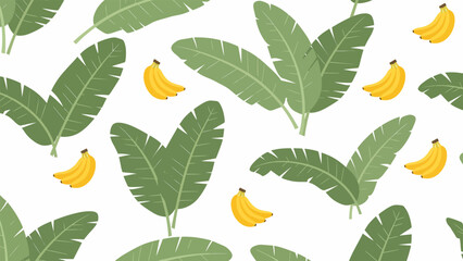 Green Banana Leaves and Yellow Bananas Pattern. © Amir