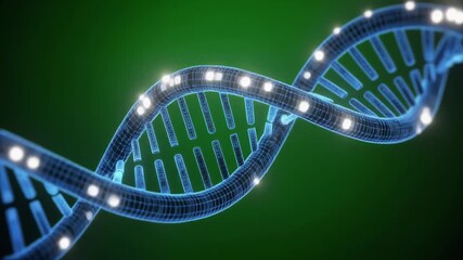 Synthetography Digital rendering of a luminous DNA double helix structure against a Chroma Key green screen, symbolizing genetic research and synthetic biology visualization - Powered by Adobe