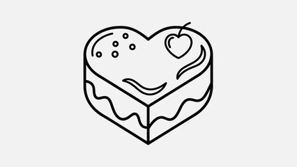 Heart-shaped cake with cherry and decorative icing, perfect for celebrations and sweet treats.