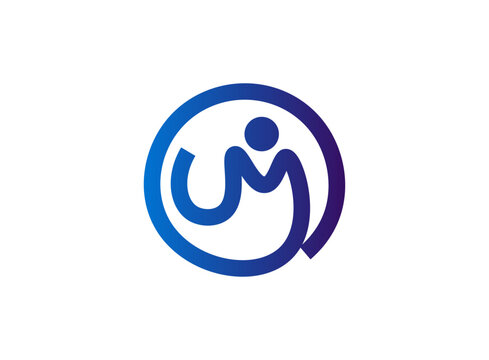 UM Logo in Circle for Health Brand, Modern Wellness Logo Mark