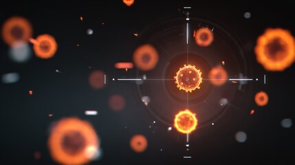 Targeted virus under digital microscope concept