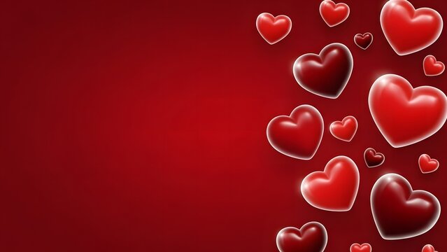 Valentine's day background with floating red hearts on gradient - Powered by Adobe