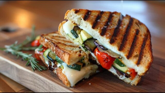 Grilled Veggie And Mozzarella Panini