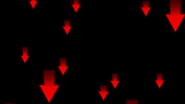 Bearish Stock Market Trend Background Loop with Falling Red Arrows