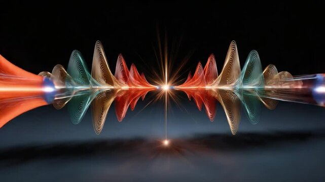 Quantum Resonance: An artistic rendering of a quantum event, where waves of light and energy converge and interact in a display of color and form.