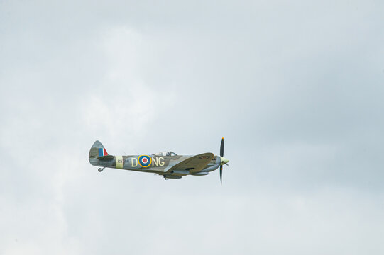 Gothenburg, Sweden - August 29 2009: Retro P51 Mustang plane taxiing on airfield.