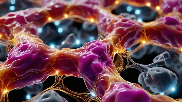 Cellular Structures: A vibrant depiction of cellular structures, with intricate details of proteins, cell walls, and internal components, bringing the micro-world to life.