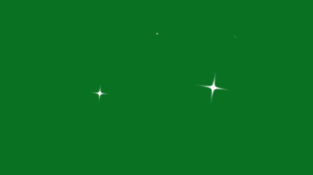 Twinkle sparkle stars animation with looping shining effects. sparkling glitter star, glowing vector doodle stars, magic light bursts and blinking cartoon star motion on green screen, 4k animation