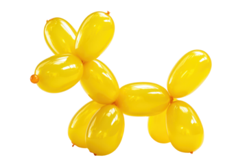 Yellow Balloon Dog Sculpture Isolated on White Background image graphic