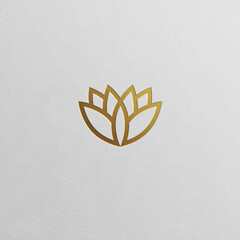 Golden lotus flower symbol isolated on white background. Luxury logo design for beauty, wellness, spa, hotel, medical companies.
