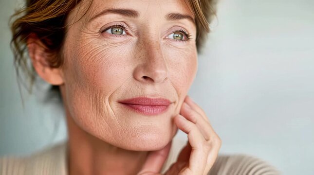 Beautiful mature woman portrait close up face wrinkles aging beauty senior female model lifestyle portrait skin care beauty treatment anti aging beauty concept for beauty products