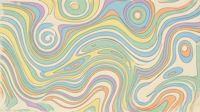 Abstract Swirling Lines Pattern Pastel Colors Gentle Curves And Dots Gentle Flowing Organic Shapes Cream Background Light And Airy Soft