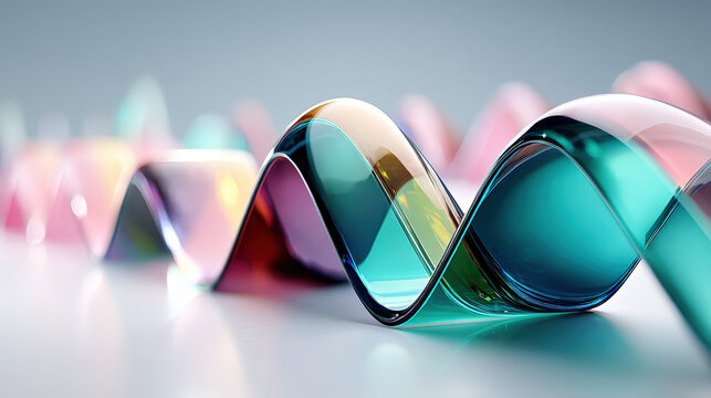 Abstrack colorful glass wave background curve design flowing light modern smooth shape glossy surface elegant motion art