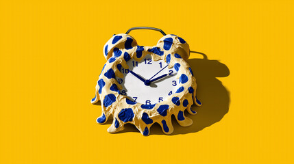 Yellow , clock, melting , polka , dot  ,pattern., 