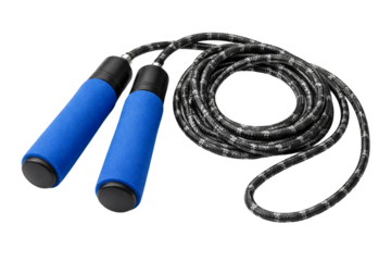 Jump Rope with Blue Foam Handles Coiled