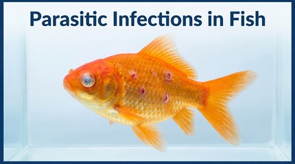 Fish with parasitic infections, goldfish with white spots, aquatic disease, sick fish, fish health issues, parasite on fish, infected goldfish, fish disease, aquatic