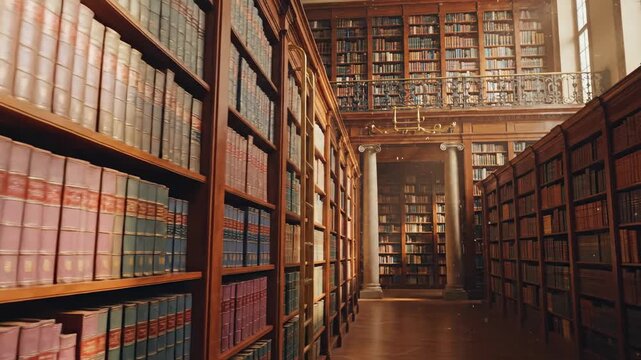library shelves with books